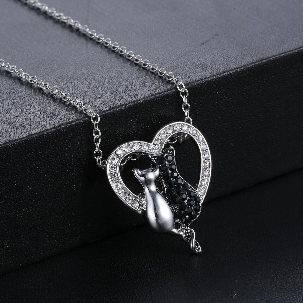 Flawless Cat Shape Heart Necklace with Cubic Zirconia – Perfect Gift for Kids