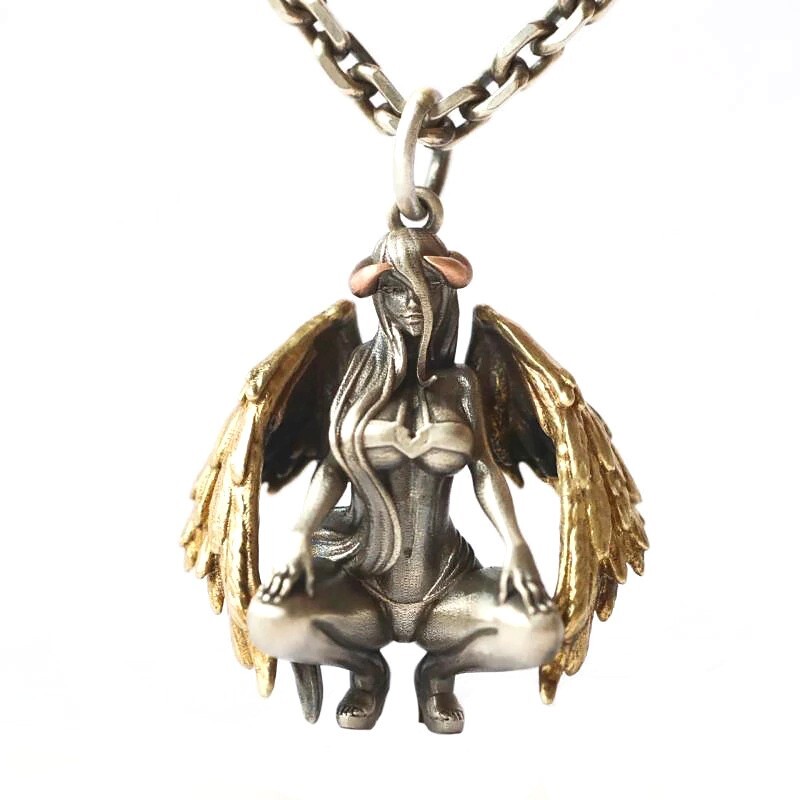 Men’s Stainless Steel Devil Angel Necklace Pendant Jewelry Fashion Chain