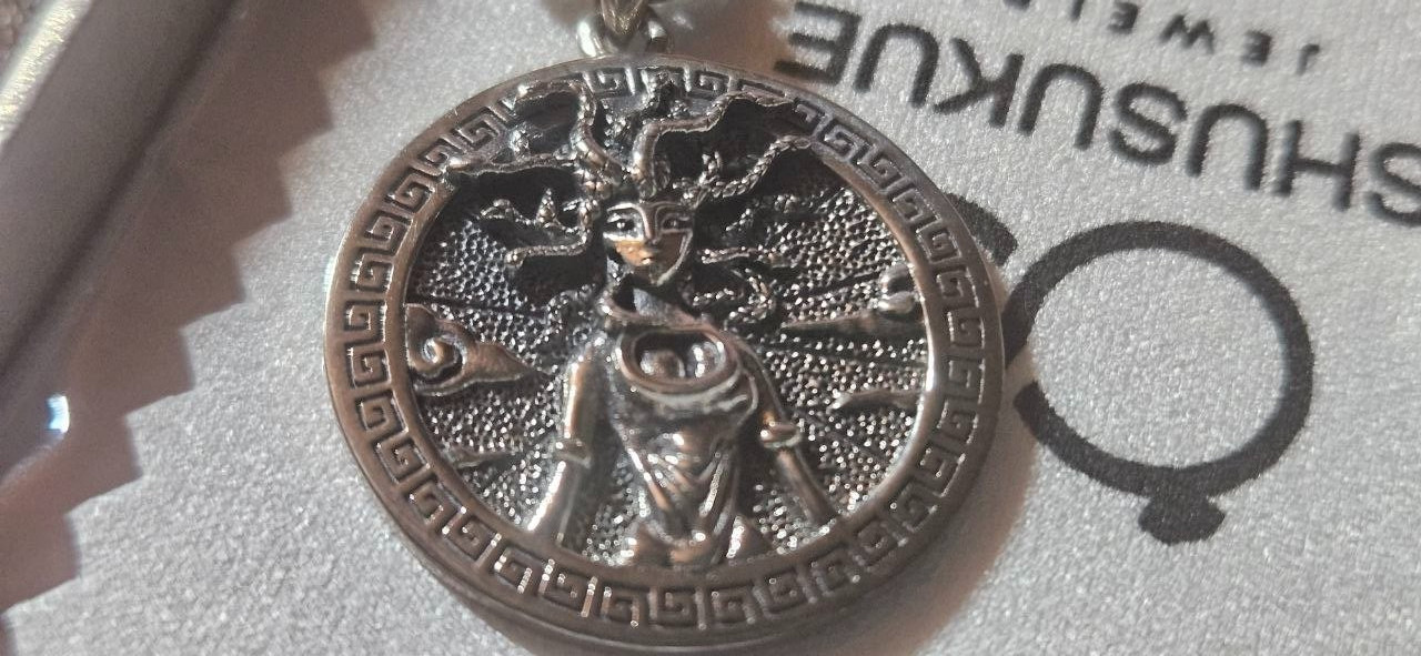 Mystical Beauty Cursed Medusa Necklace 3D Solid Sterling Silver Pendant 925