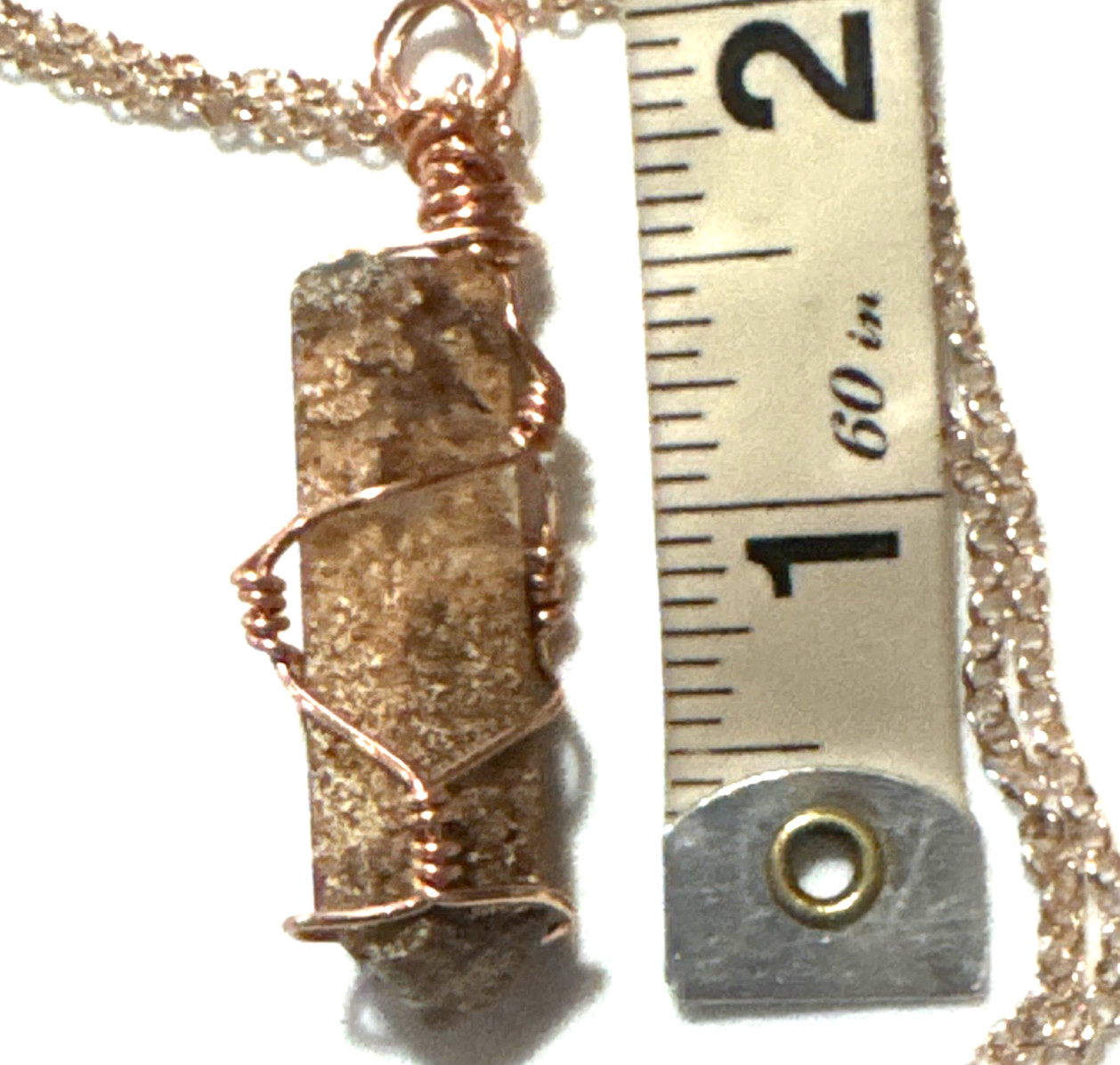 Tower Pendant Moss Agate Necklace Jewelry Rose Gold Tone 21″ Chain Genuine Stone
