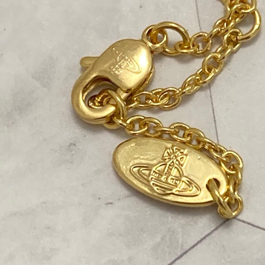 Vivienne Westwood Necklace Rhinestone Small Orb Gold w/drawstring