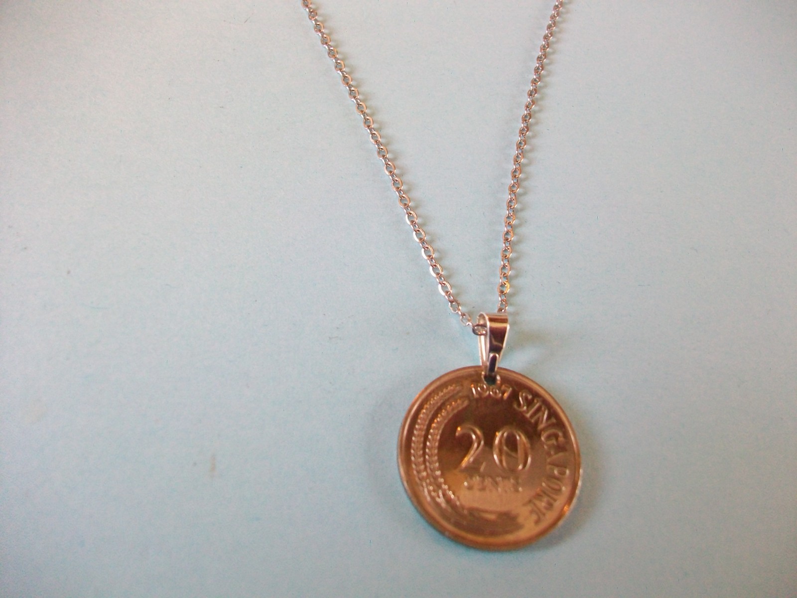 TWENTY CENTS – SWORDFISH – SILVER FINE LINK PENDANT NECKLACE – 1967 to 1984