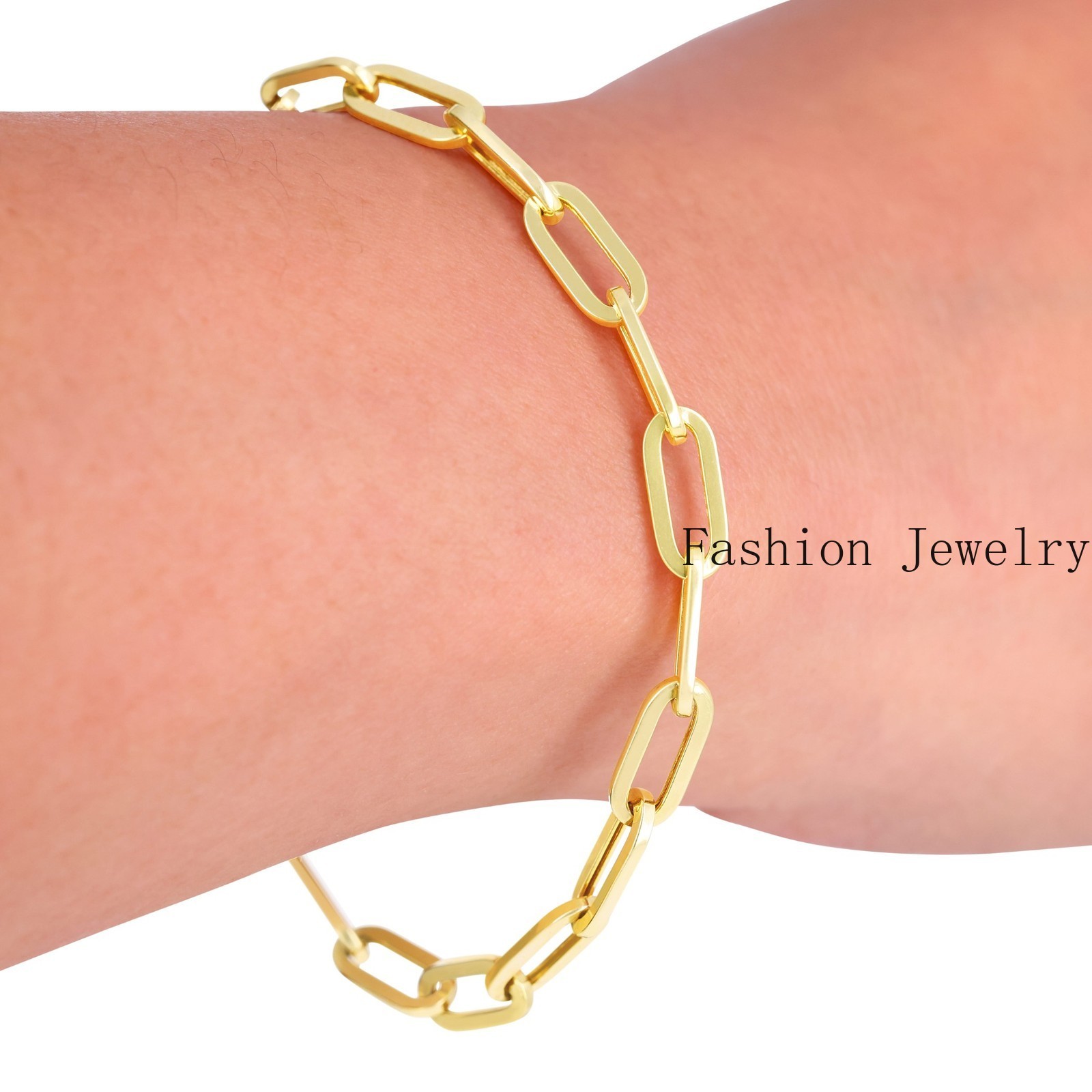 14k Yellow Gold Paperclip 2mm-7mm Chain Cable Rolo Bracelet Mens Womens 7″ – 8″