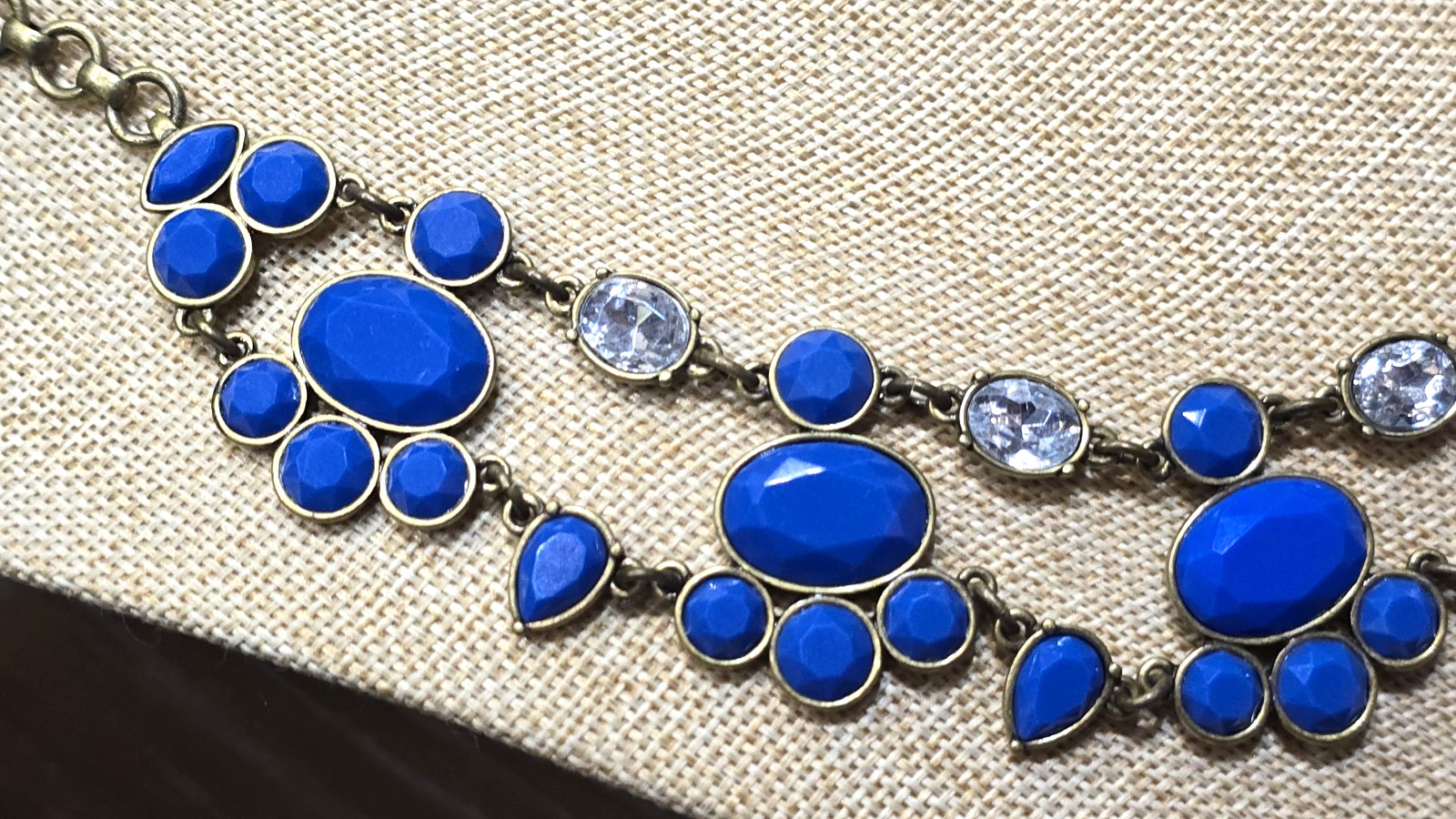 J Crew Necklace Statement Bib Faceted Blue Acrylic