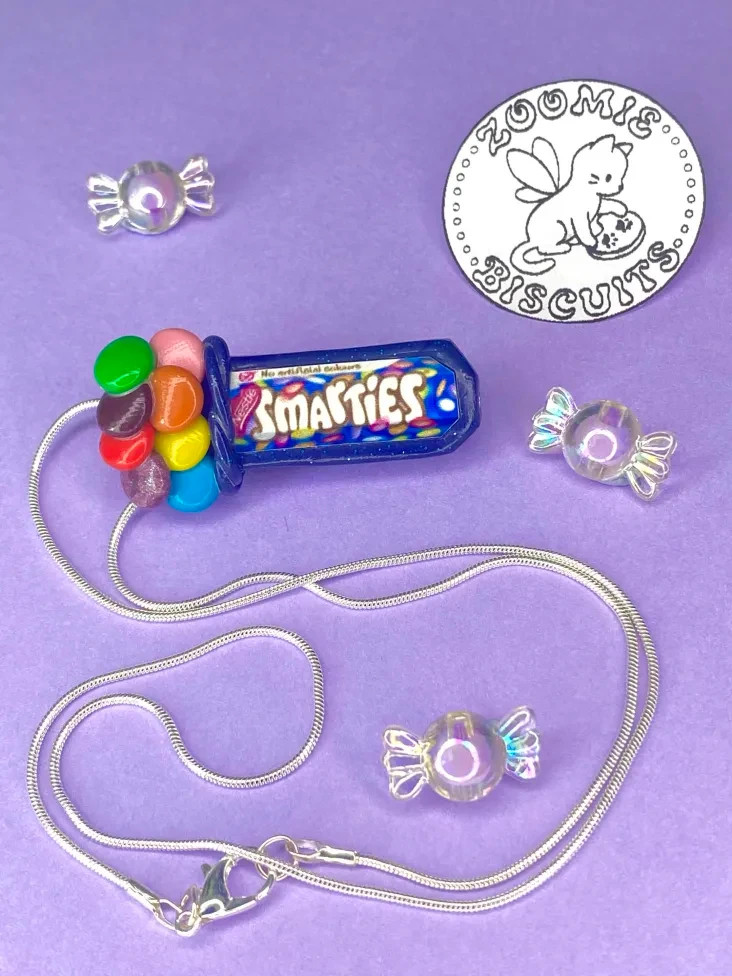 Smarties necklace handmade (polymer clay) retro and unique