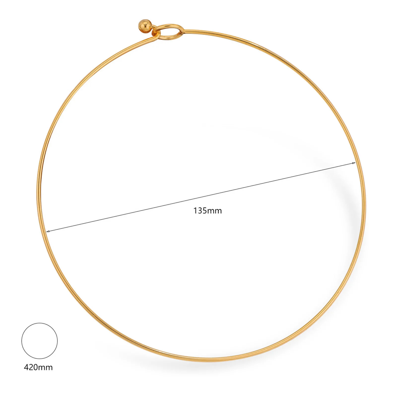 Collar Necklace Stainless Steel 43cm Openable Cuff Round Wire DIY Jewelry