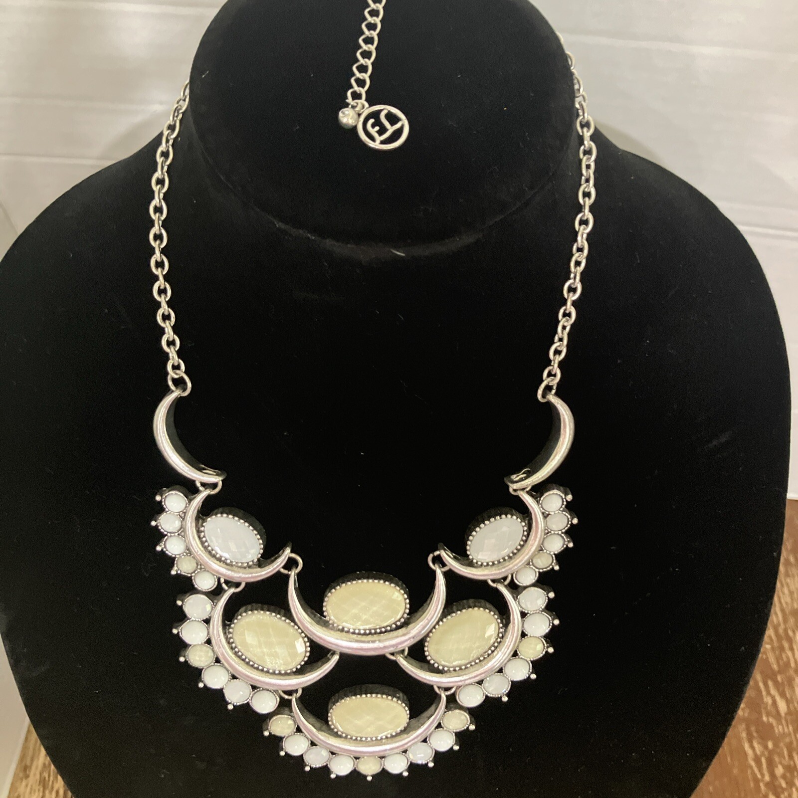 Erica Lyons Necklace Boho Art Deco Silver Tone Moon 18 – 20 Inches Statement