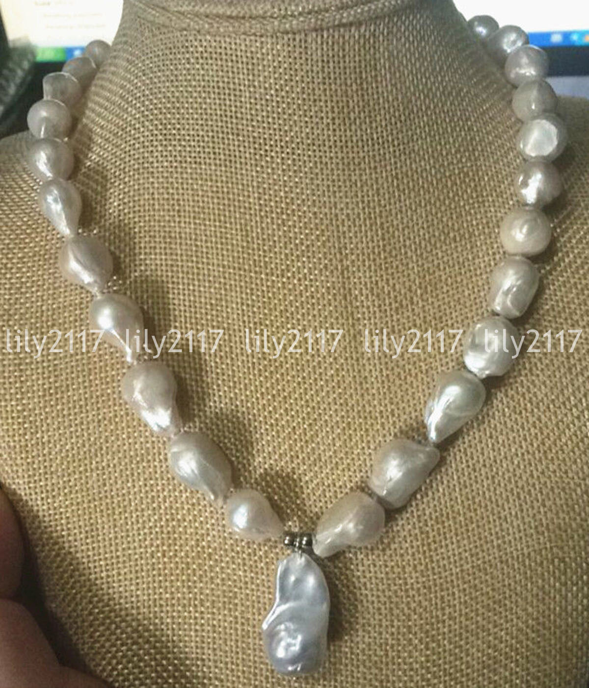 Natural 12x15mm South Sea Baroque White Akoya Pearl Pendant Necklace 14-32”