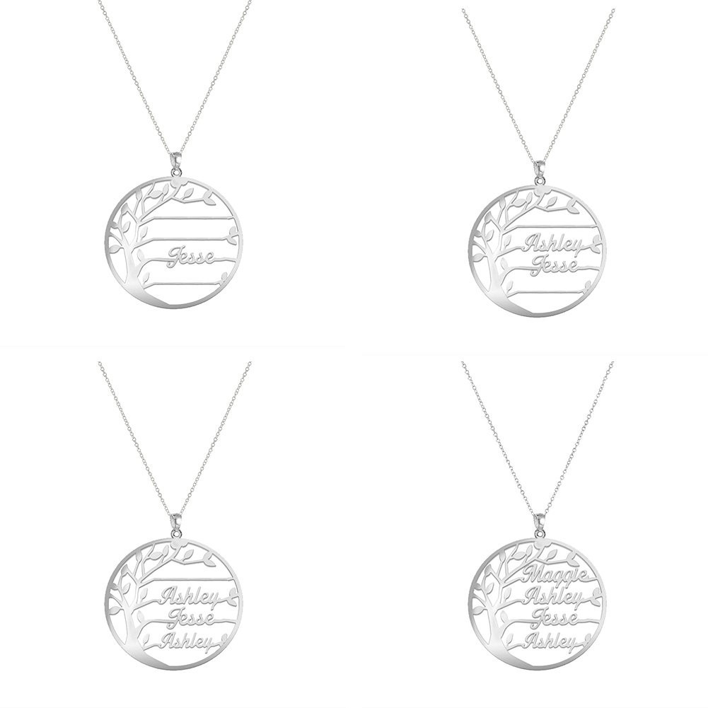 Personalized Family Tree Name Necklace Pendant Custom Jewelry for Mom,Women