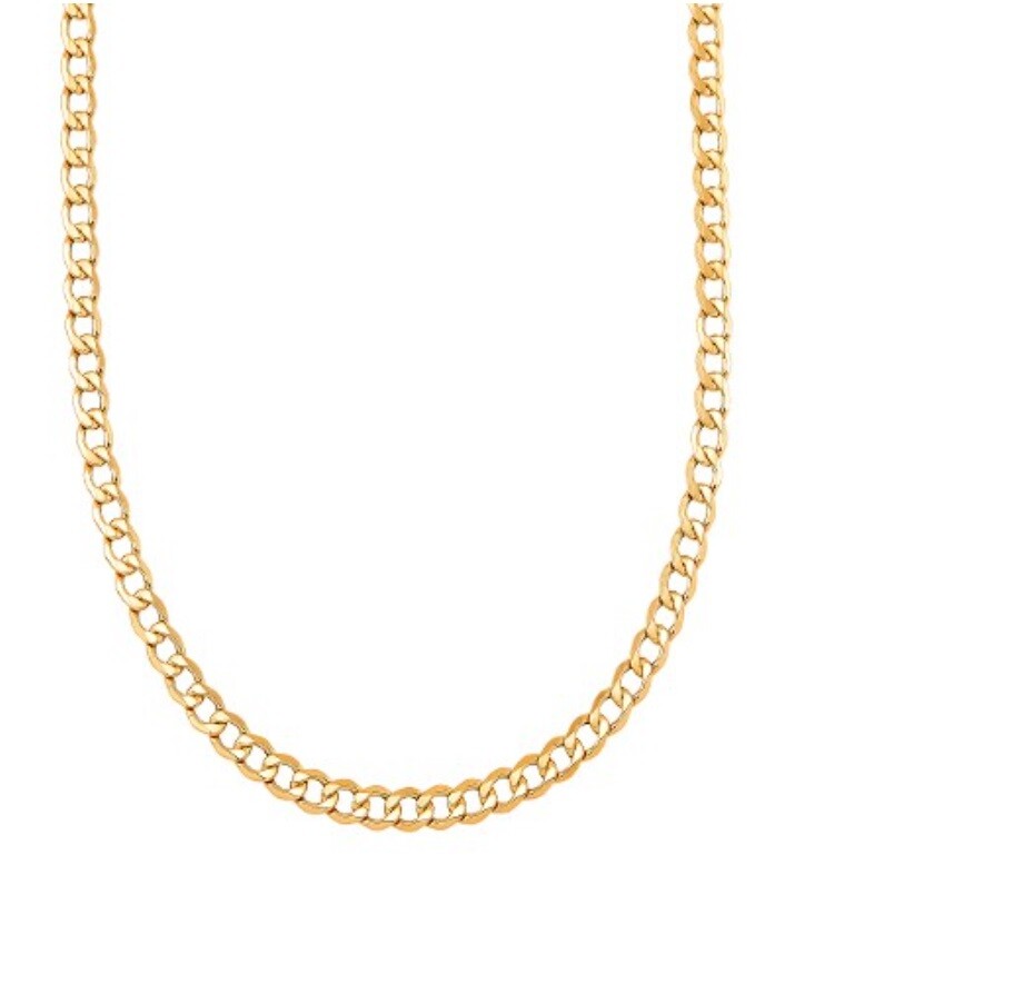 18K Yellow Gold Filled Tarnish-Resistant 20″ 3 mm Flat Curb Chain Necklace K819G