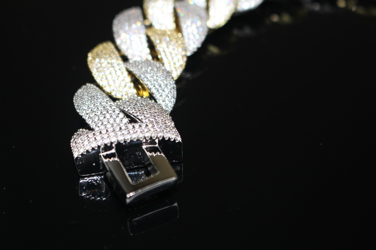 XXL 14k STAMPED Cuban Miami 24mm 68ctw Lab Sim Diamond 2-TONE Gold Bracelet 156g