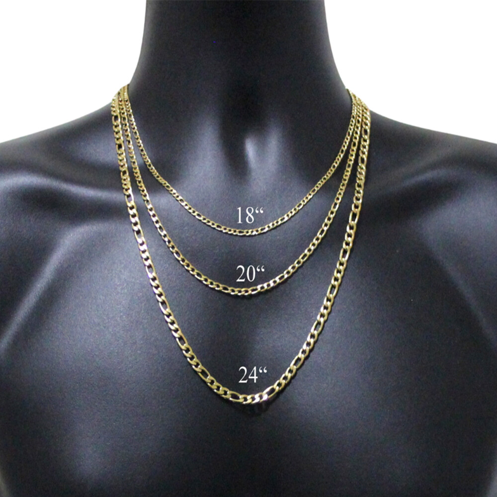 3/5/7/9mm Gold Plated Stainless Steel Figaro Chain Necklace Choker Fashion Link