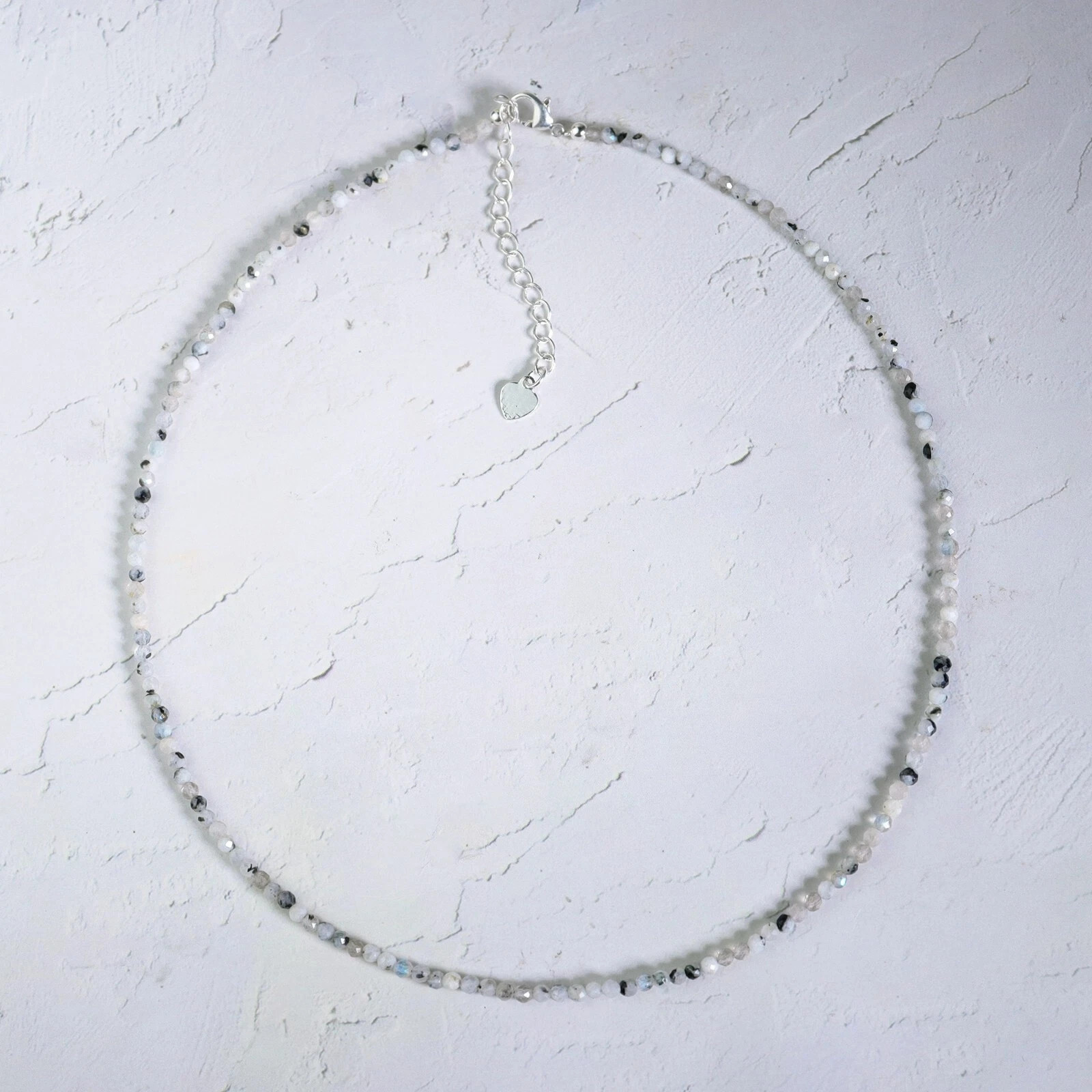 2mm Rainbow Moonstone Crystal Gemstone Faceted Beads Dainty Choker Necklace