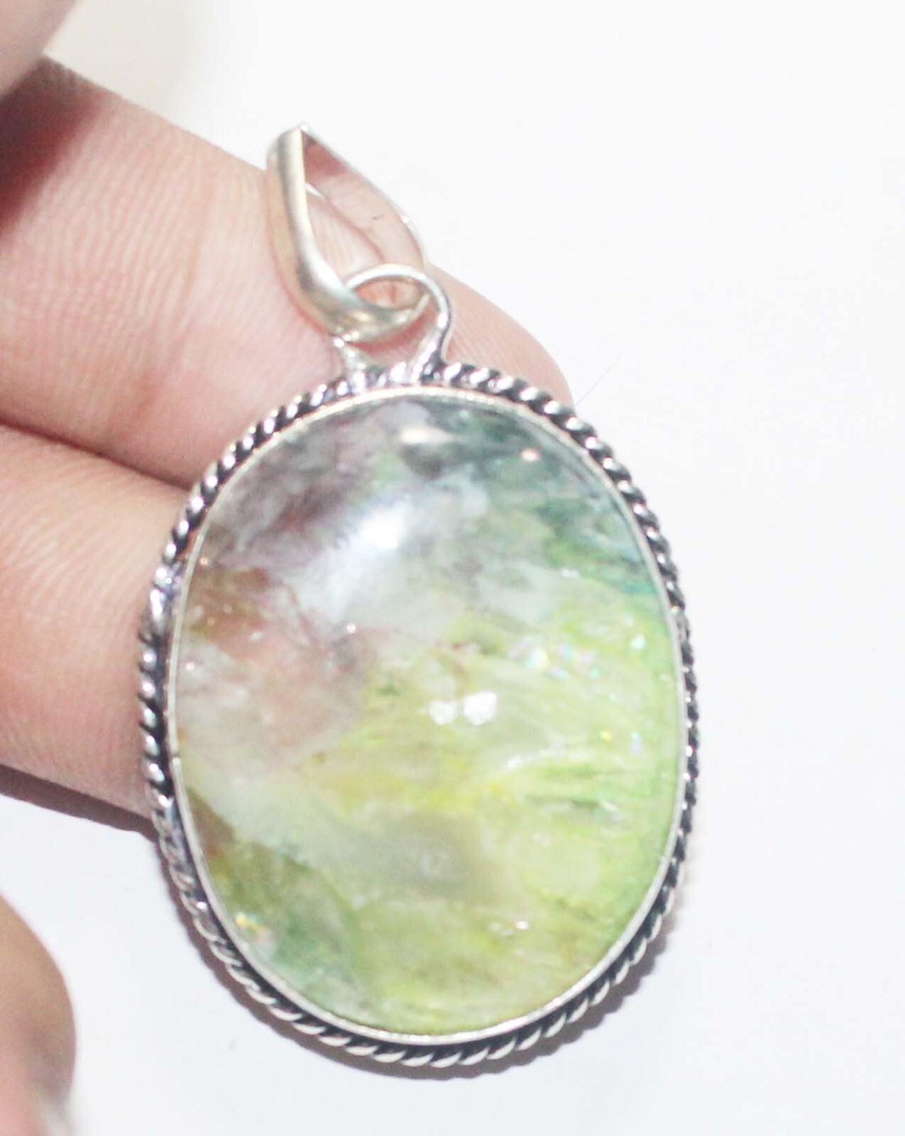 Solar Quartz Oval Shape Gemstone Handmade Pendent Jewelry Pendant Size 1.5 Inch