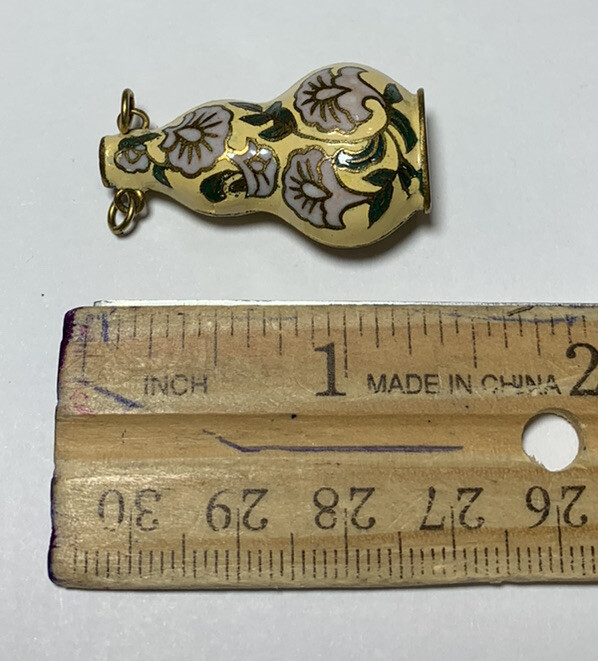 3 Various Enamel Pendants (Heart, Vase, Distelfink Bird) No Chains