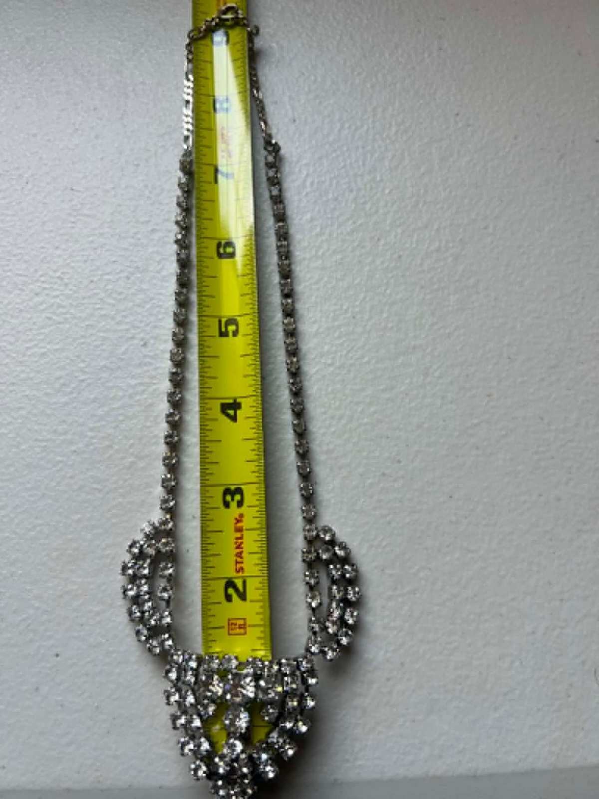 Vintage Silver Tone Rhinestone Necklace with Elegant Design