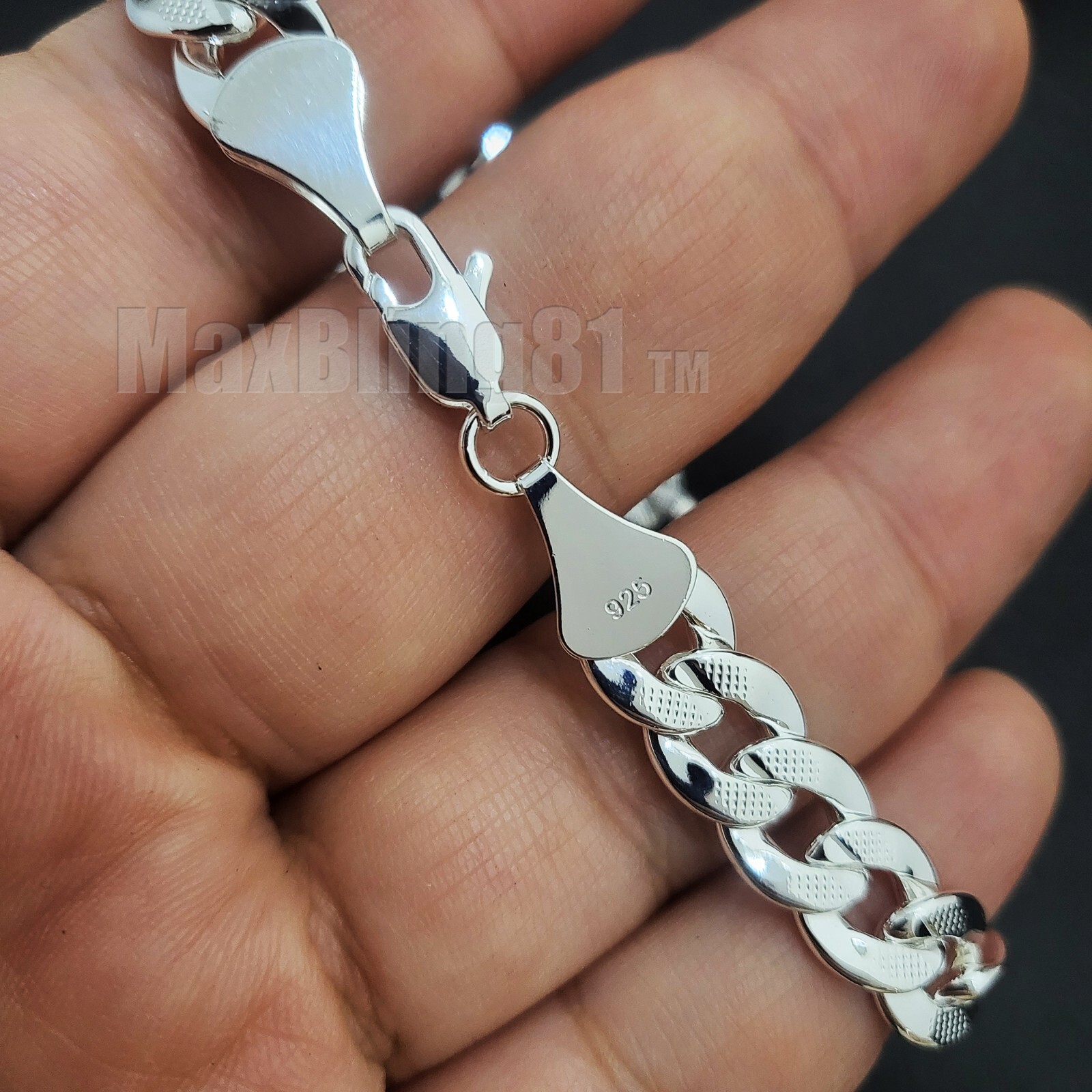 925 Sterling Silver plated 10mm 20″ 24″ 30″ Miami Cuban Hip Hop Chain Necklace