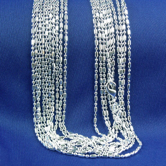 Wholesale 10pcs 925 Sterling Silver Plated 1.5mm Bamboo Chain Necklace 16″-30″