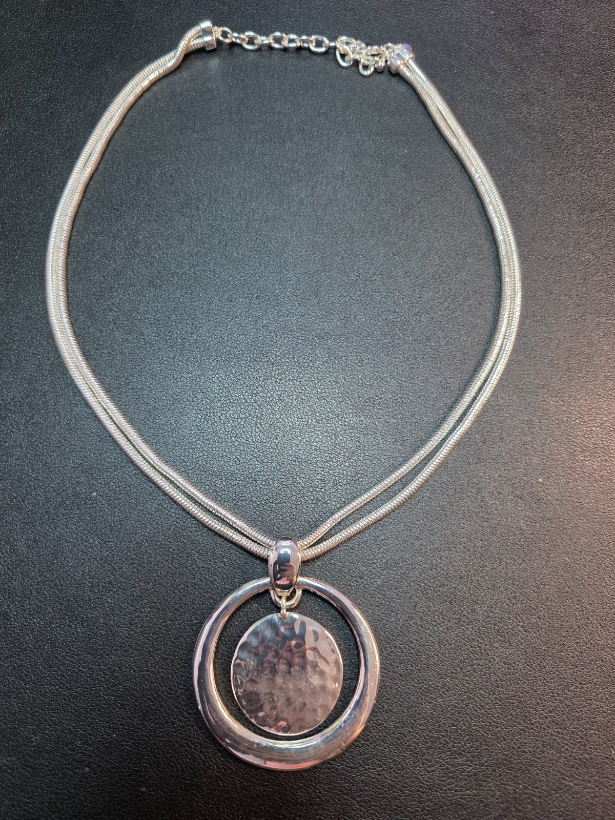 Joan Rivers Double Circle Silver Toned Disk Reversible Necklace 22 Inch
