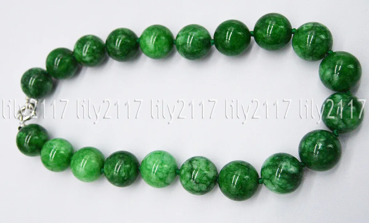 Huge 20mm Natural Green Jade Jadeite Round Beads Gemstone Necklace 16-36” AAA