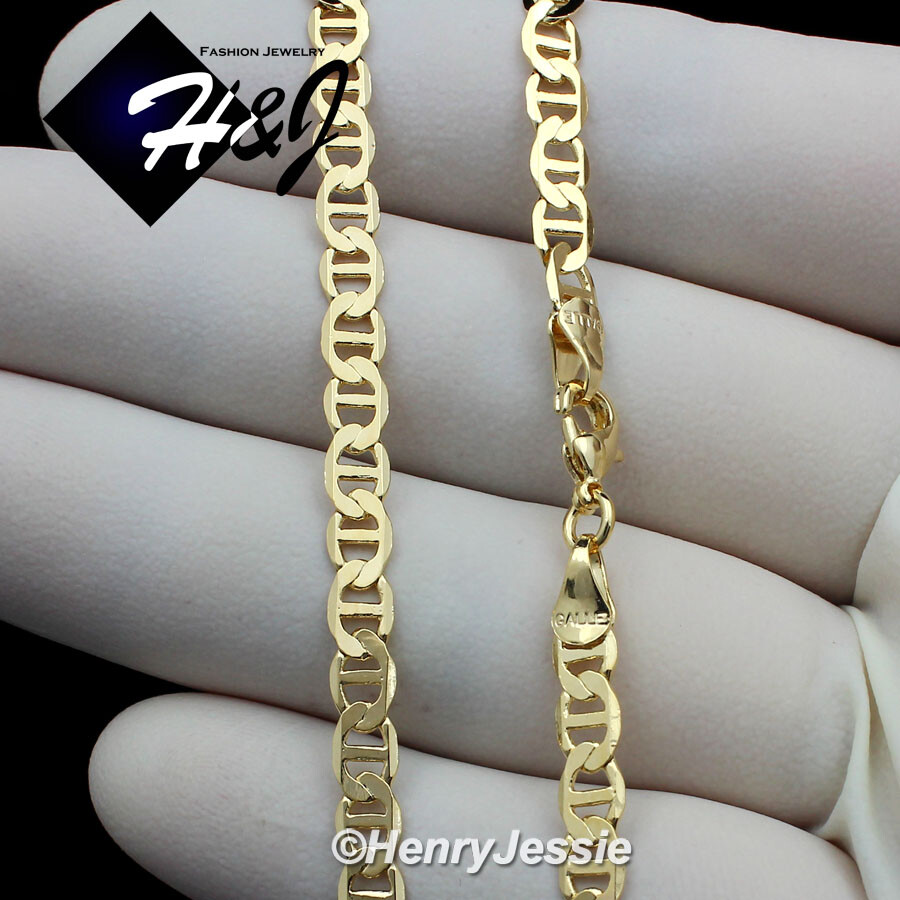 20″MEN WOMEN 18K Gold Filled 4mm Gold Puffed Mariner Link Chain Necklace*GFN2