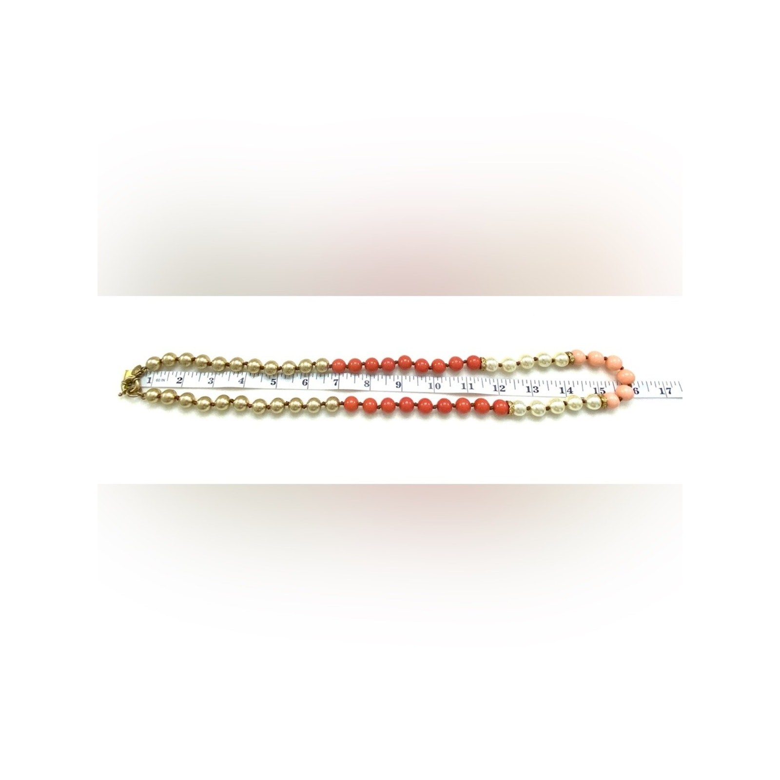J. Crew Gold, Coral and Pink Beaded Necklace
