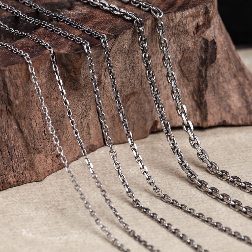 Real Solid 925 Sterling Silver Rolo Oval Cable Link Chain Necklace 1.5mm 2mm 3mm