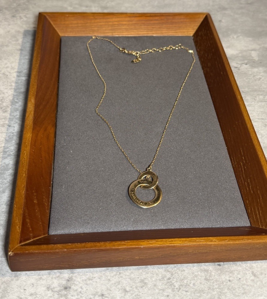 Merci Maman Gold Plated Necklace Chain & Inscribed Hoop Pendant Costume