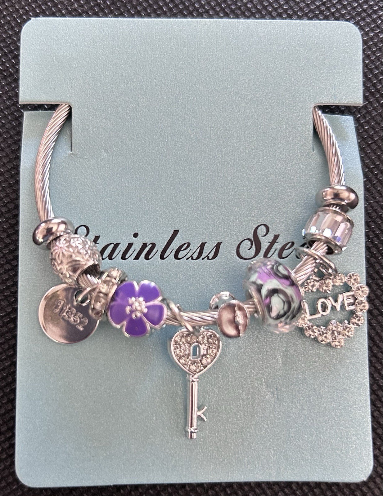 NEW Elegant Charm Bangle Bracelet Stainless Steel Cuff Adjustable Jewelry