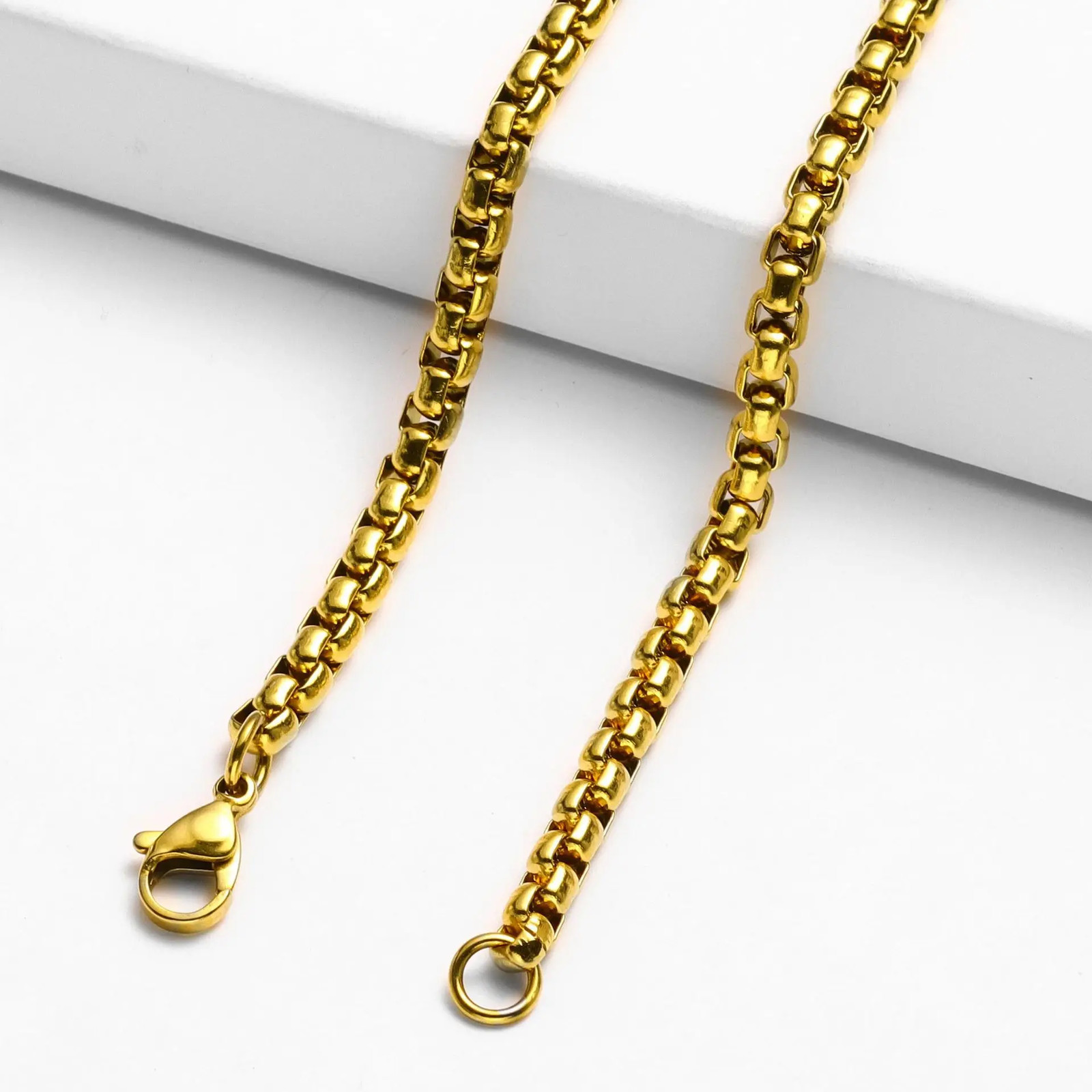 Venetian Box Chain Necklace Stainless Steel Silver Gold Black Width 2mm 6mm