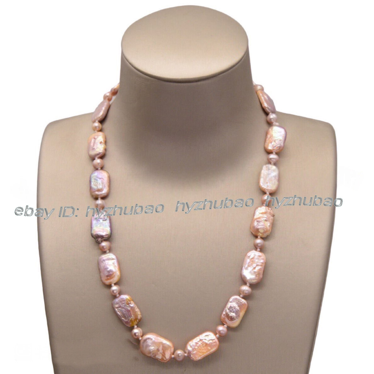 15x20mm Natural Pink Purple Colorful Baroque Rectangle Pearl Necklace 18″ – 36″