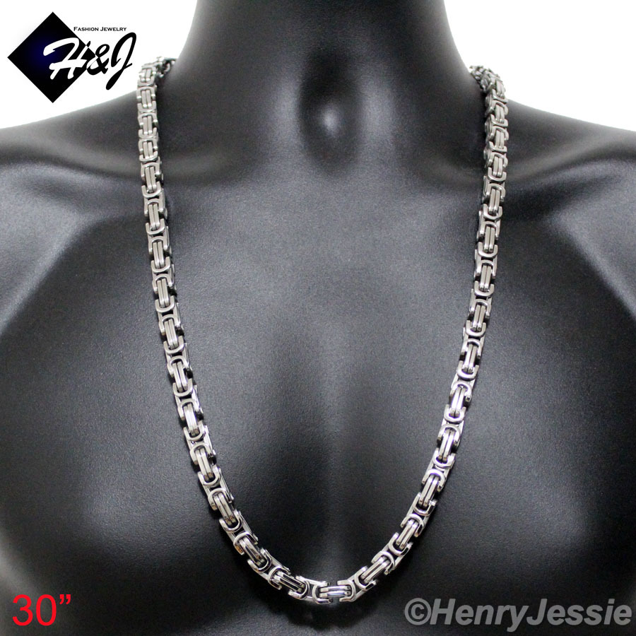 18-40″MEN’s Stainless Steel HEAVY WIDE 9mm Silver Byzantine Box Chain Necklace