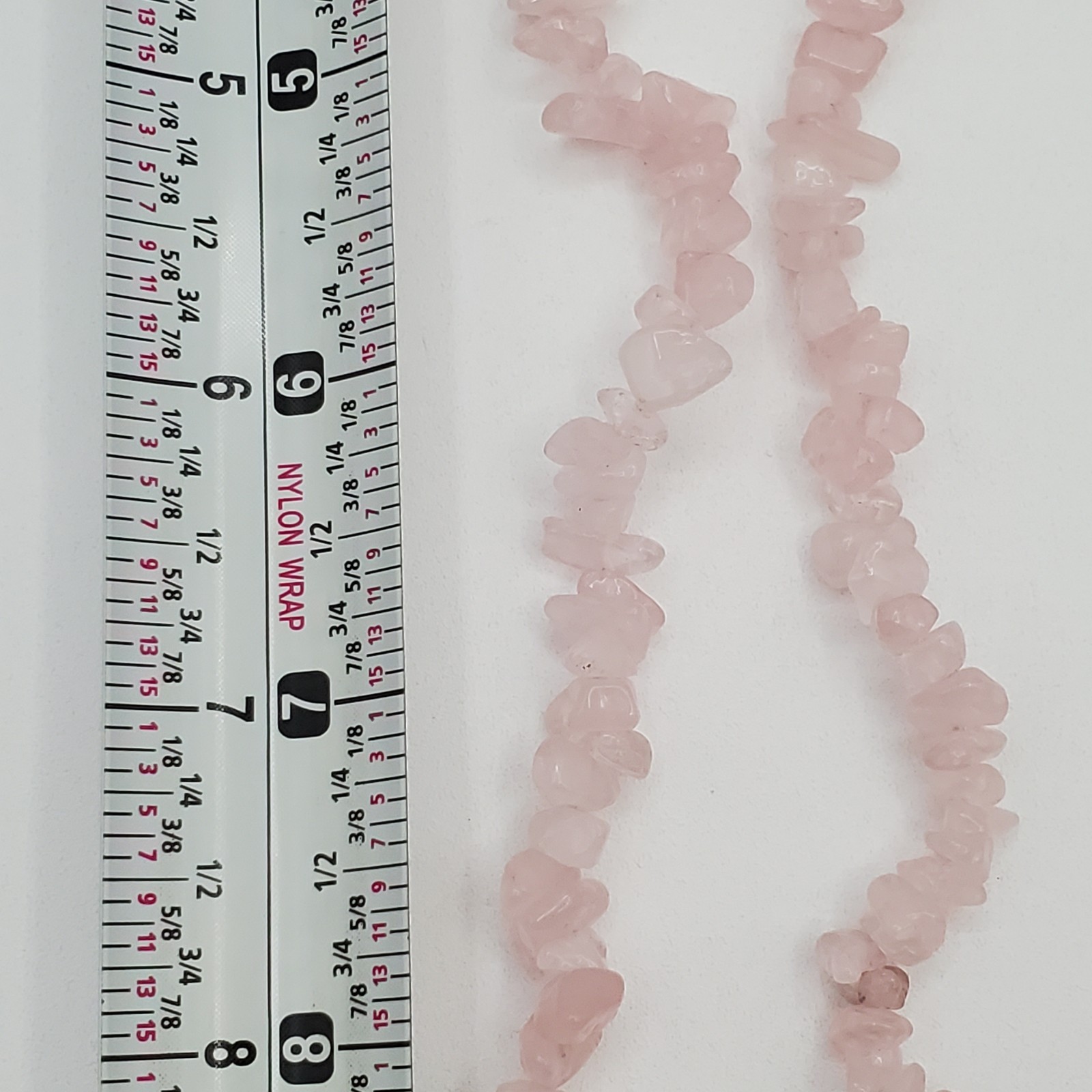 Rose Quartz Gemstone Chip Bead Necklace 23in Pale Pink Stones Magnetic Clasp VTG