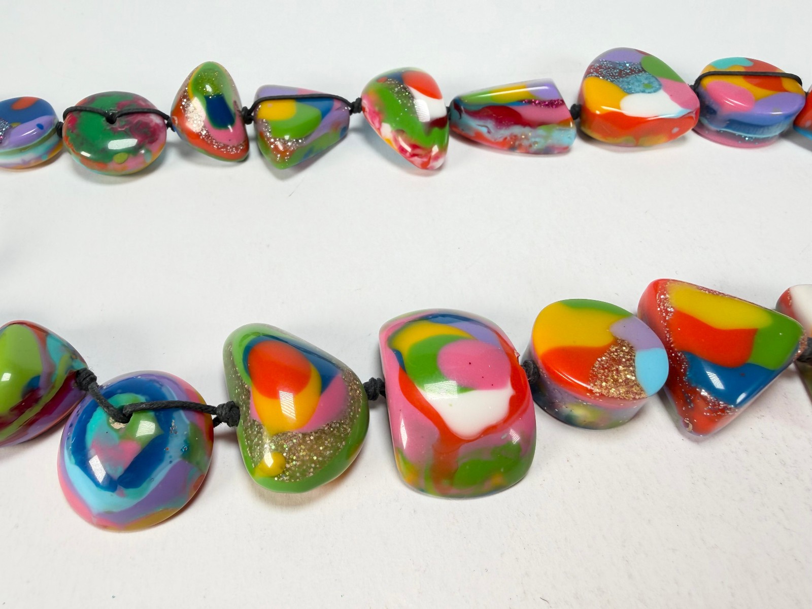 Jackie Brazil “Indiana” Kandinsky Multi-Bead Medium Resin 70cm Necklace (N0033)