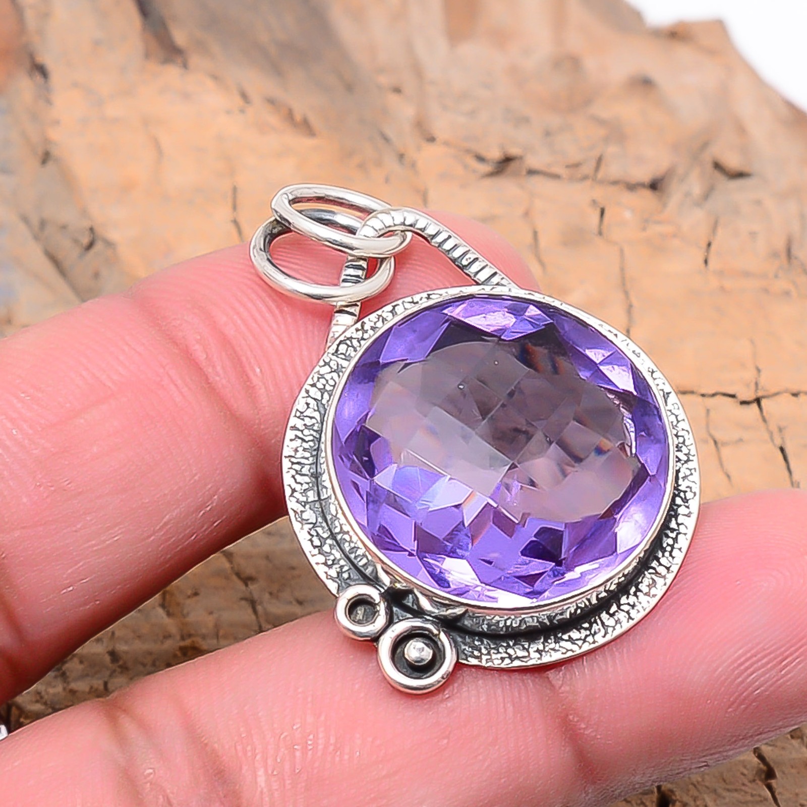 Colour Changing Alexandrite Handmade 925 Sterling Silver Pendant 1.4″ P57