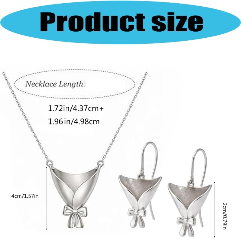 Versatile 2 Piece Jewelry Collection Featuring Elegant Floral Vase Pendants