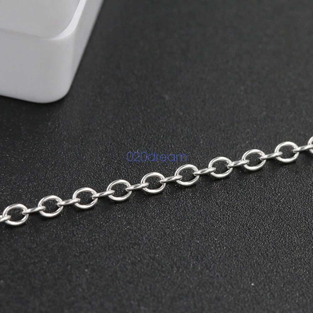 Real Solid 925 Sterling Silver Necklace 1.5mm Trace Chain 14-26″ inches Stamped