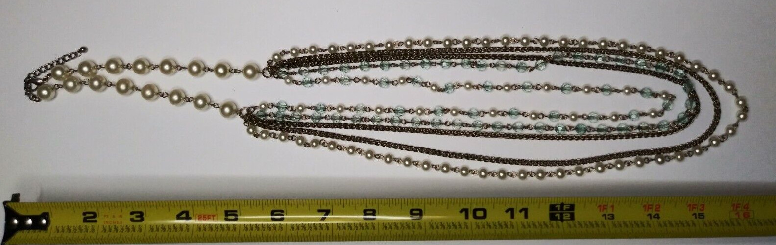 Faux Pearl Necklace with 5 Strands Fashion Costume Jewelry
