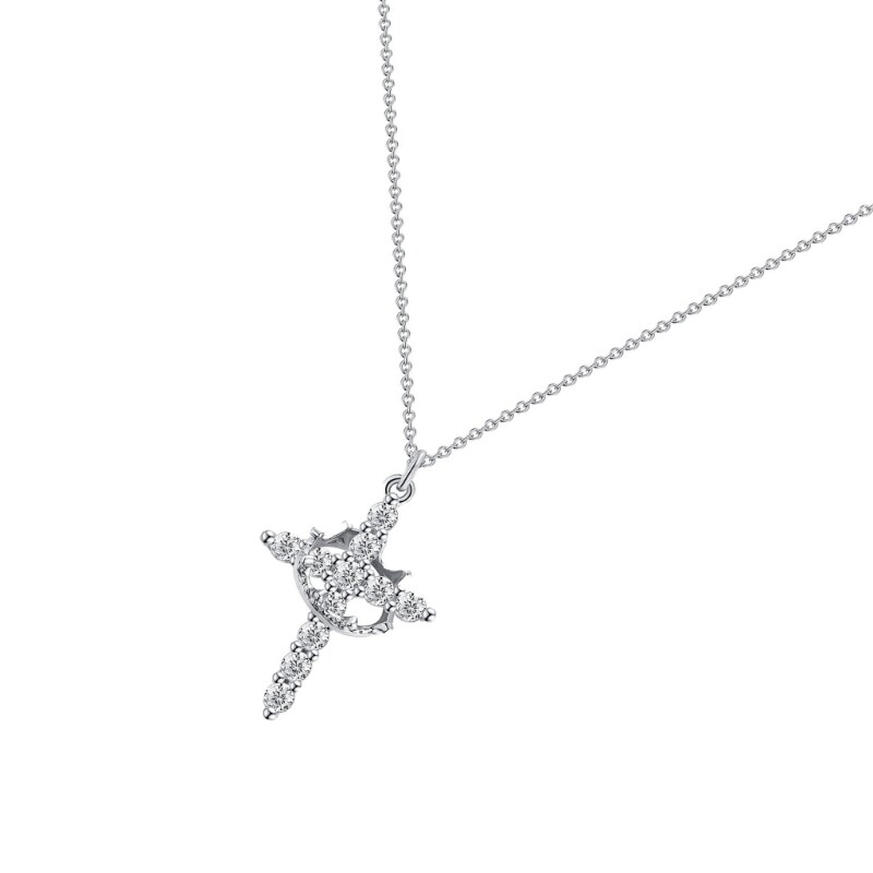 Fashionable Crosses Necklace with Crowns Detail Stainless Steel for Adults