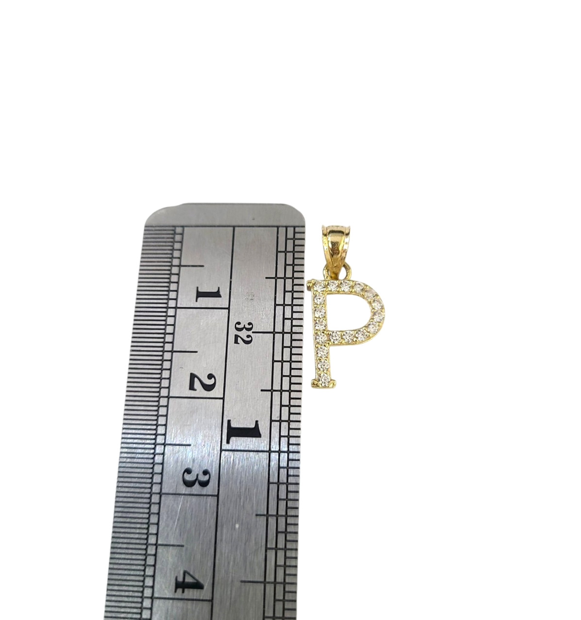 10K Gold Solid Franco Chain P Initial CZ Stone Pendant Set 1mm 16 18 20 22 Women