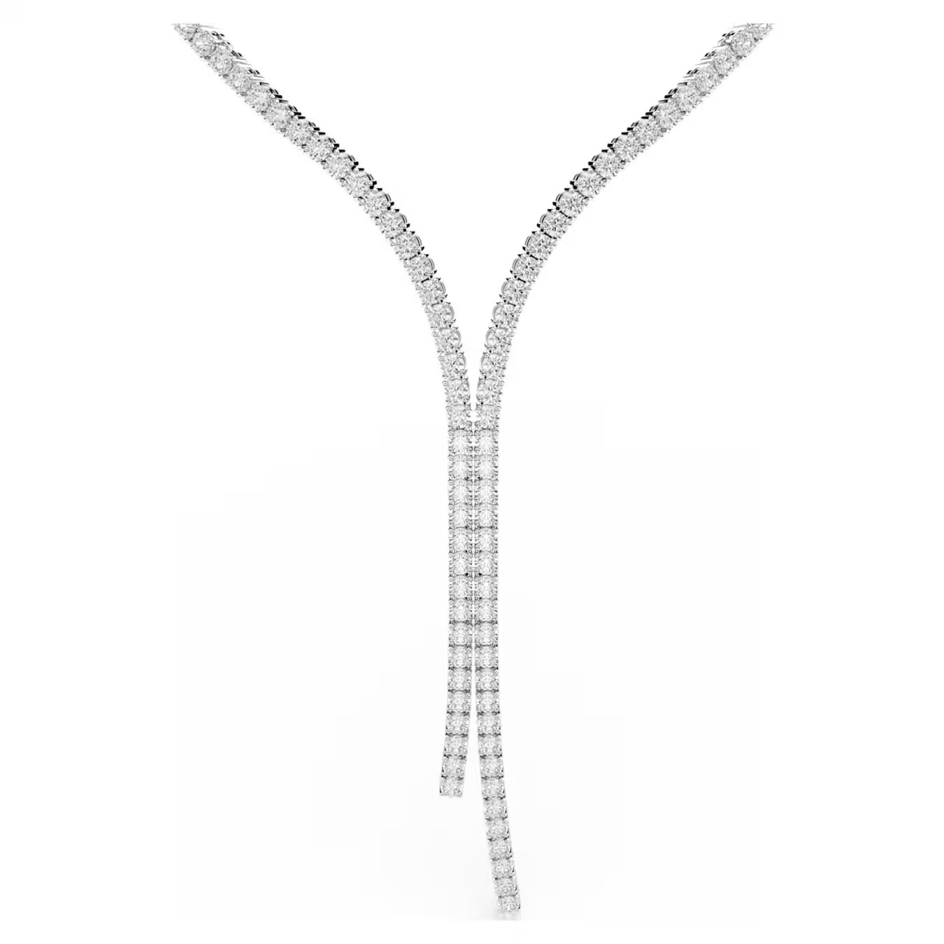 SWAROVSKI Matrix Y Necklace – White Round-Cut Zirconia, Rhodium Plated
