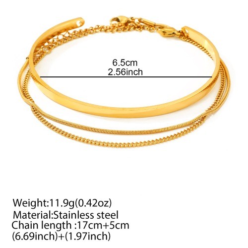 New Fashion Stackable Cuffs Stainless Steel Bracelet 3 Pieces Layered Bracelet