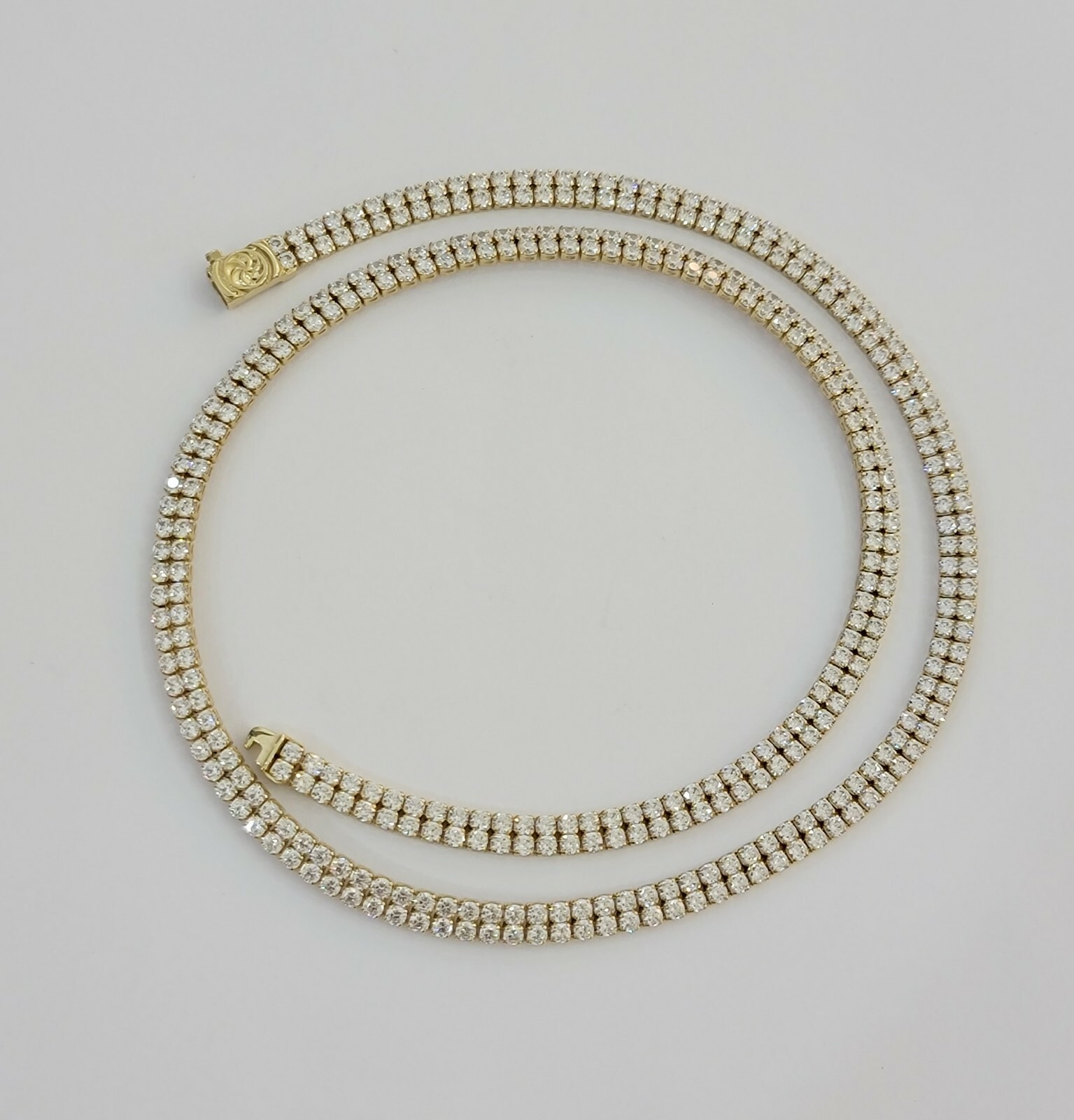 10k Yellow Gold Chain Real Tennis Necklace 18″ 20″ 22″ Two-row Stone Mens Women