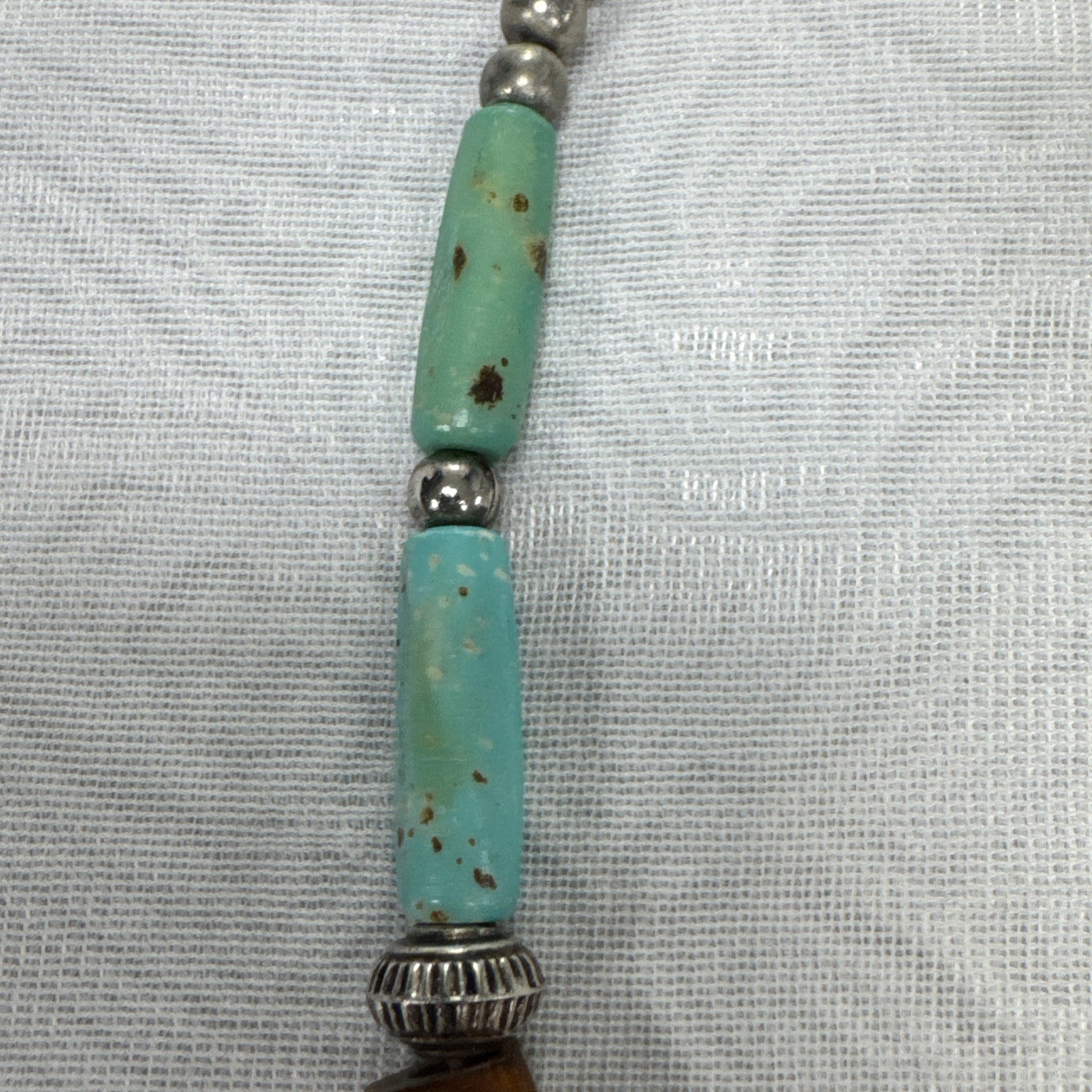 Vintage Bohemian Multi Color Necklace Tibetan Resin Amber with Turquoise Pendant