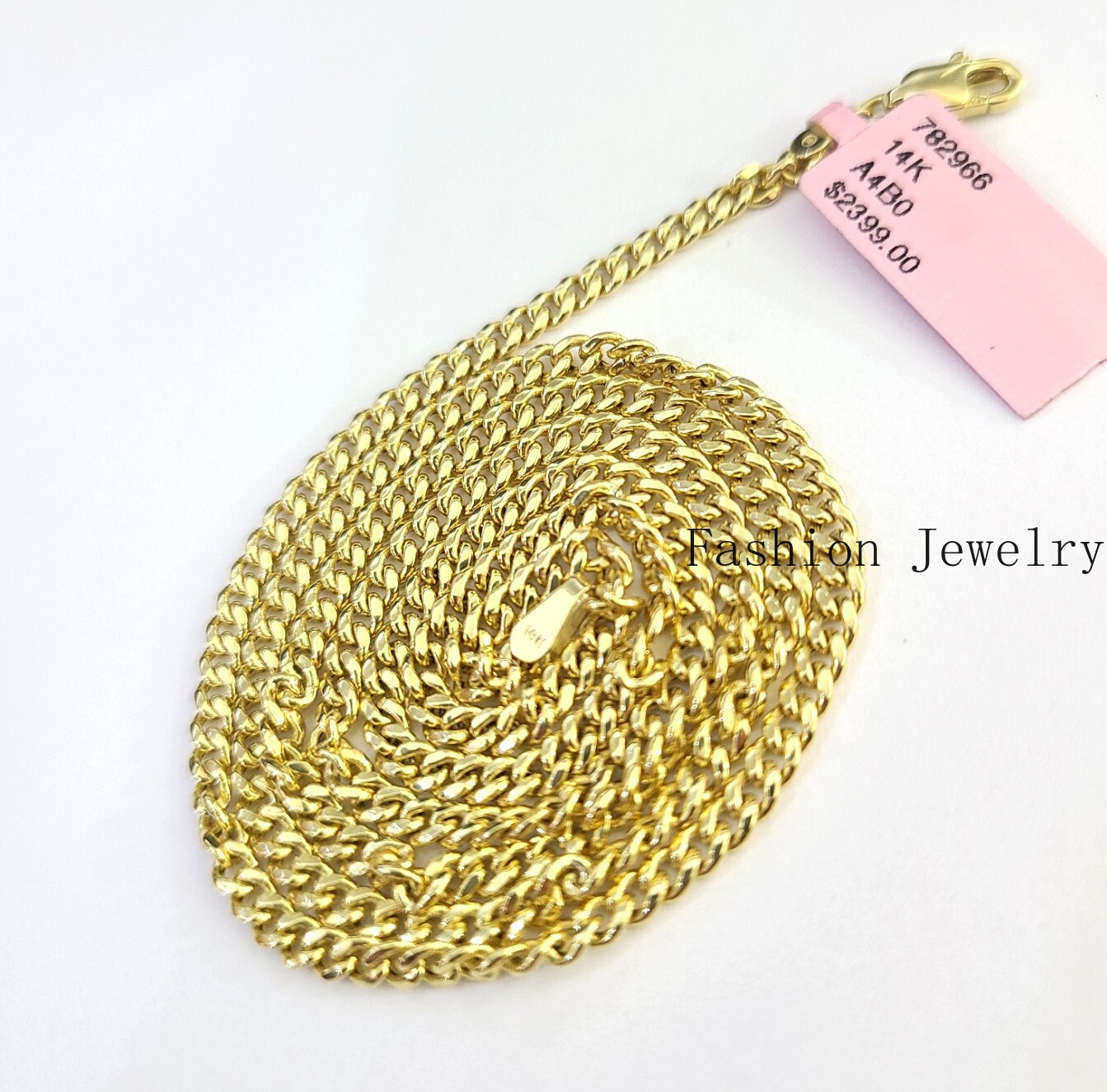 14k Gold Chain Miami Cuban Link Necklace 22 Inch 2.5mm REAL 14kt Yellow Gold
