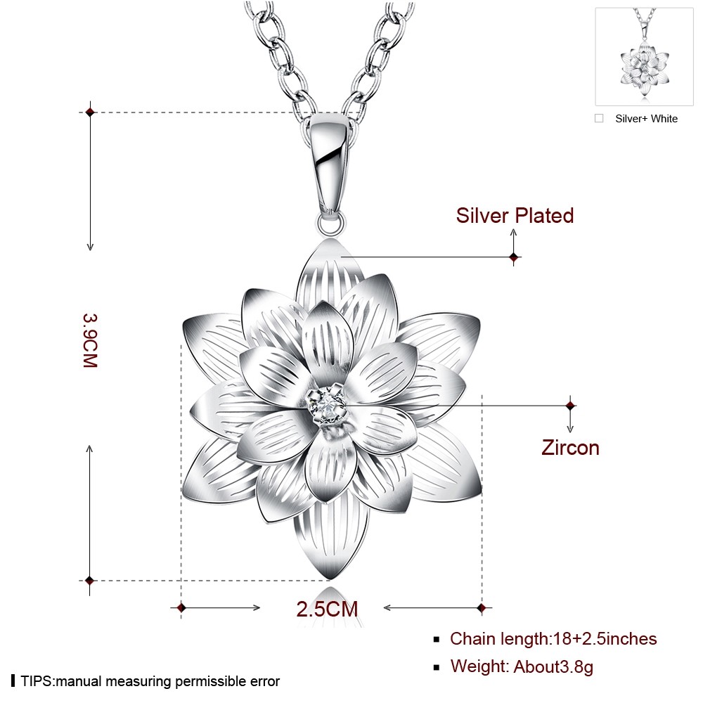 Classic 925 Sterling Silver Filled SF Flora CZ Pendant Necklace N-A650 Gift