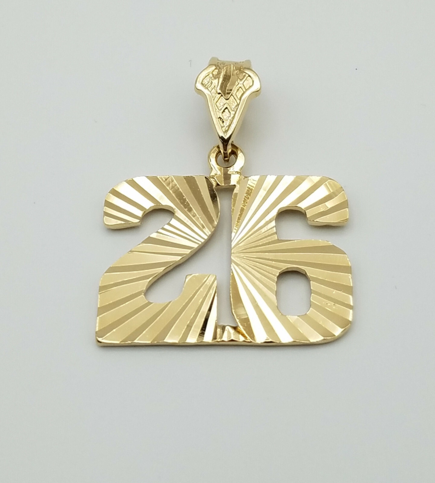 Gold Number Pendant a larger Diamond-Cut 24k GP Jersey Numbers 26-50