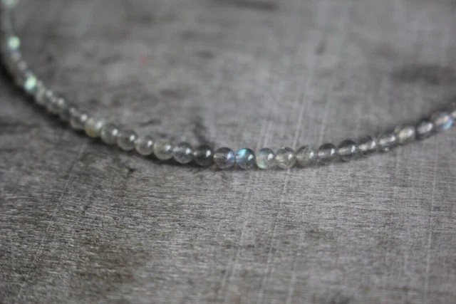 Natural Labradorite 4mm Beaded Choker Necklace Healing Reiki Dainty Women Skinny