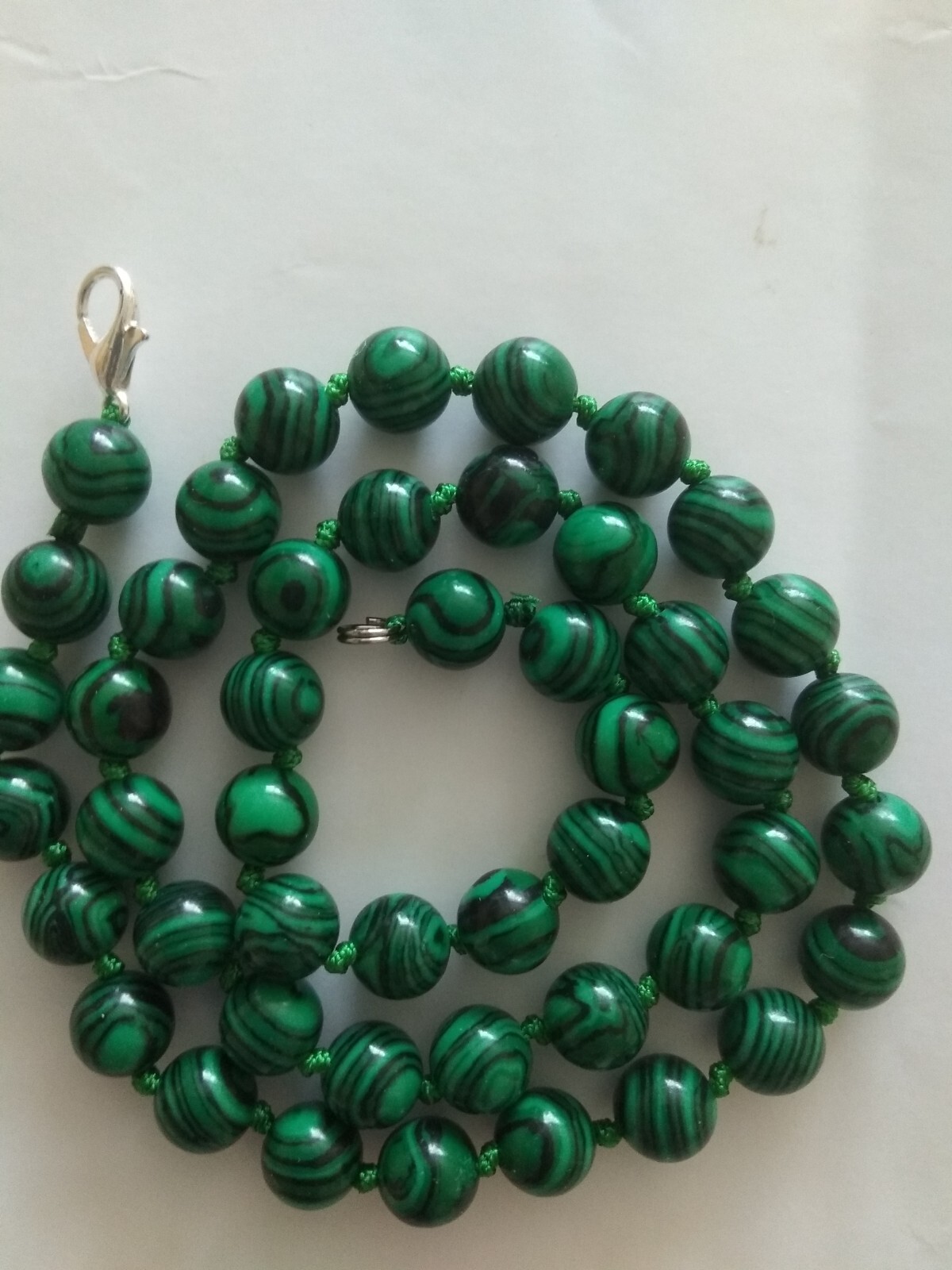 8mm Natural green Malachite gemstone beads necklace 16.5″-UK seller 529-1
