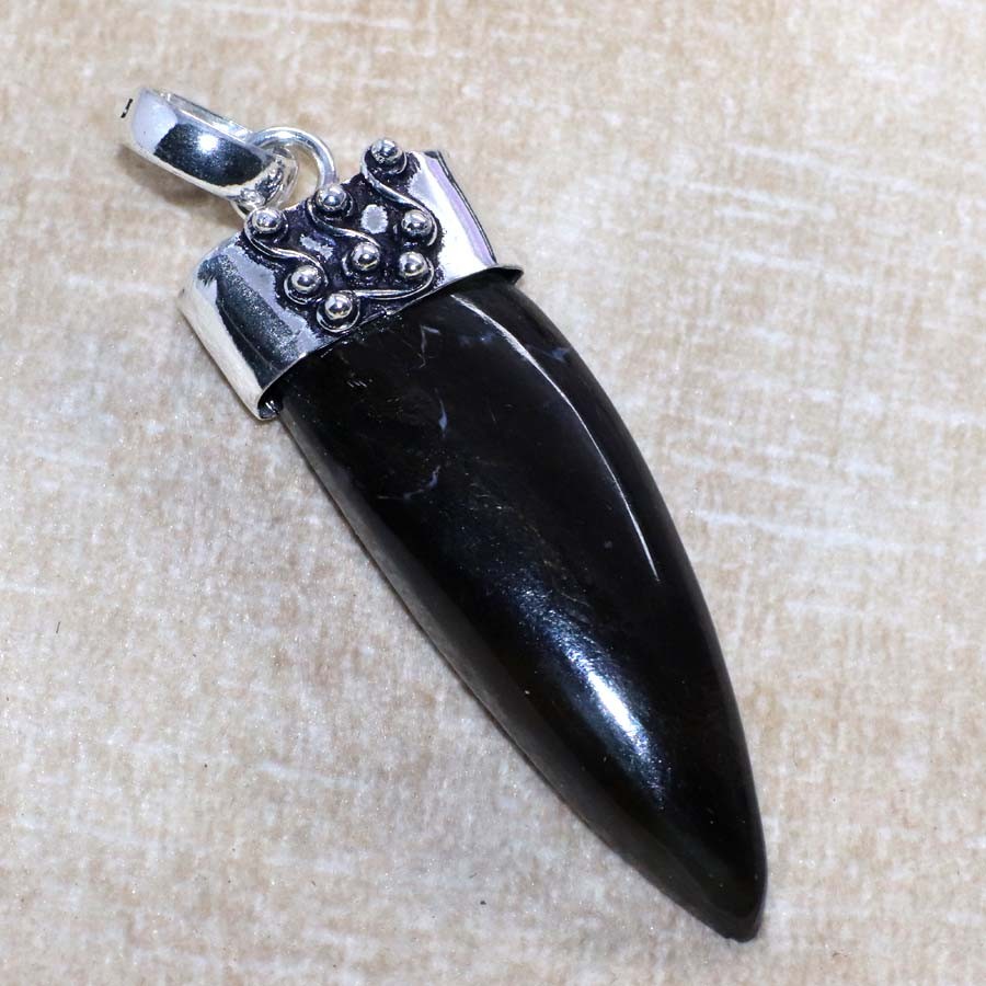 925 Silver Plated Cap Stick Agate Pendant 2″ Festive Look Jewelry Trendy MJ